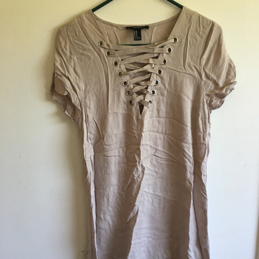 Forever 21 Lace Up T Shirt Dress